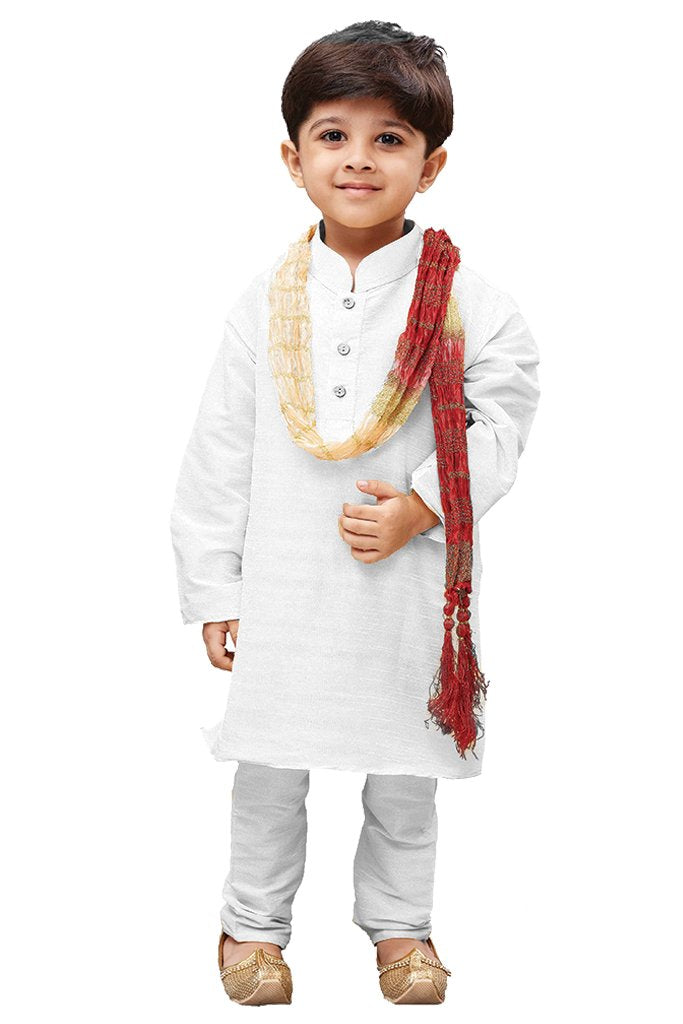 Vastramay Boys White Pure Cotton Kurta Pyjama Set  Festive/Wedding Special Ethnic Wear