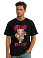 Veirdo Mens Cotton Round Neck Oversized Baggy Fit Drop Shoulder Front Street Rules Graphic Printed Short Sleeve T-Sh