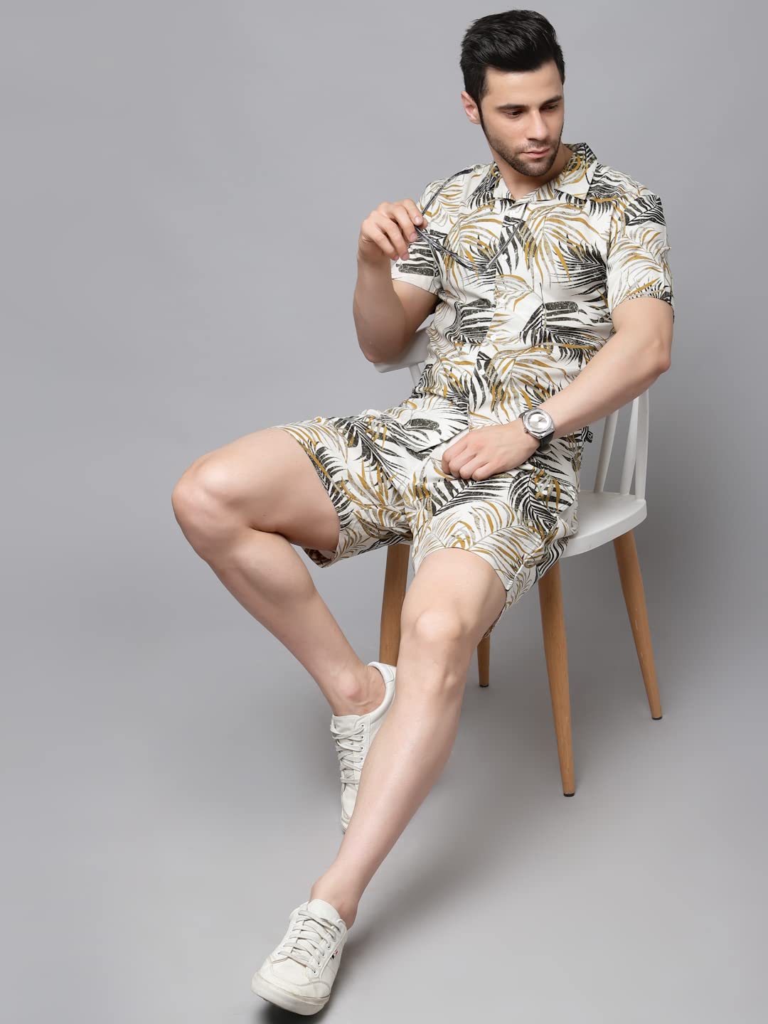 Rigo Printed Co-Ord Set For MenS | Casual Shirt & Shorts Night Suit Set | Lounge-Wear Nightdress Pajama Set For MenS | Night W