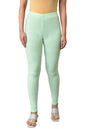 Aurelia Womens Green Solid Cotton Blend Leggings