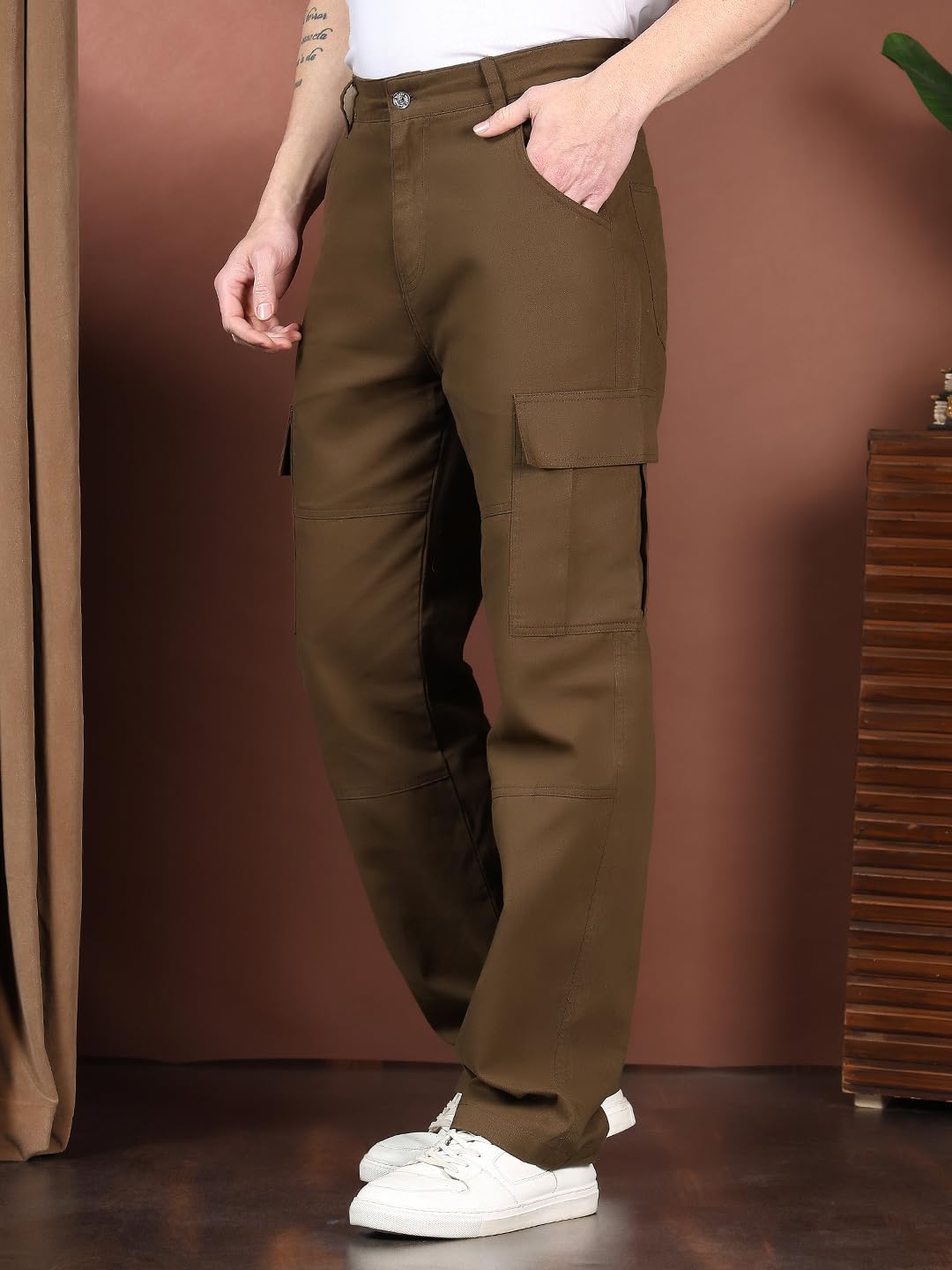Kotty MenS Cargo Pants | Cotton Cargo Pants For Men | Comfortable & Stylish Cargos(Brown,32)