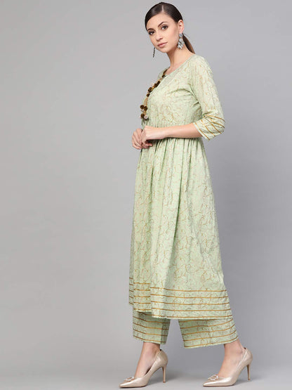 idaLia Women's Cotton Floral Regular Kurti