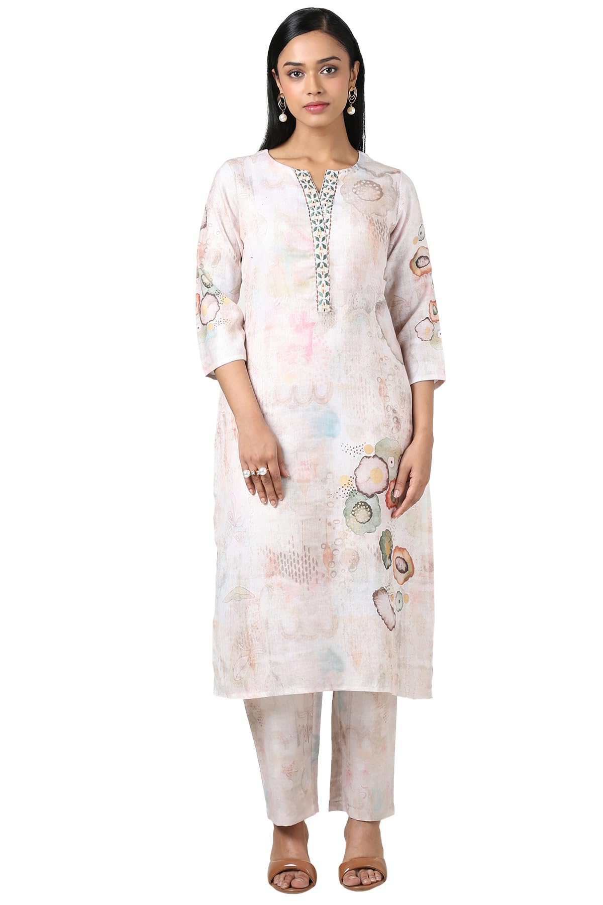 Soch WomenS Linen Kurta Set (Cws5Ks10696A_Beige