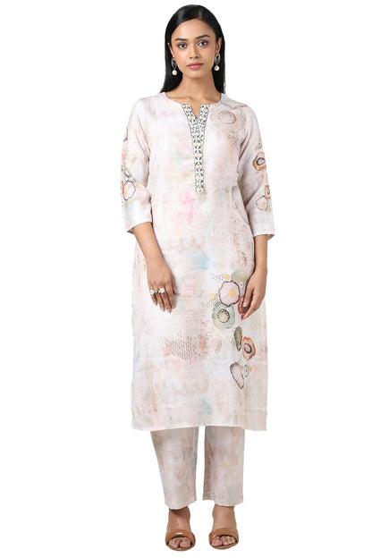 Soch WomenS Linen Kurta Set (Cws5Ks10696A_Beige