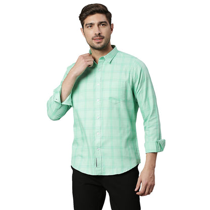 Thomas Scott Mens Solid Slim Fit 100% Cotton Casual Shirt with Spread Collar and Long Sleeve