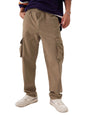The Souled Store Solids: Deep Tan Men and Boys Buttoned Cottton Blend Straight Fit Cargo Pants