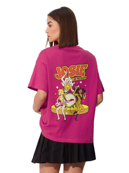 The Souled Store Official Archie: Josie Band Womens and Girls Oversized fit Graphic Printed Half Cotton Pink Color Women Oversiz