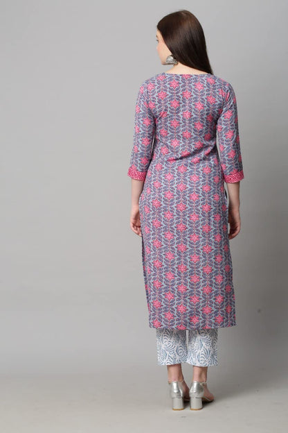 ANNI DESIGNER Women's Cotton Straight?urta with Palazzo (KUR104)
