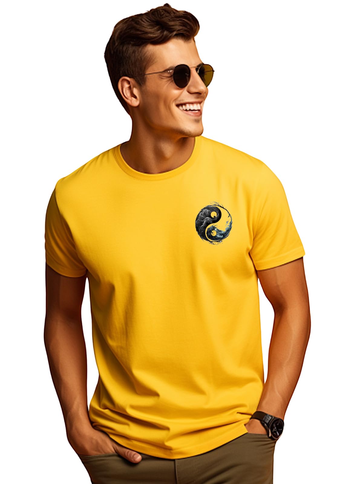 ADRO T-Shirts for MenChest Printed T-Shirt for MenCotton Tshirt for Men|RN24-STICK-YONG-MU