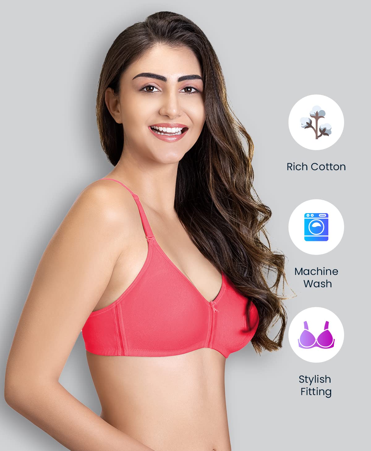 Lyra WomenS Cotton Non Padded Wire Free Seamless Bra Peachblossom