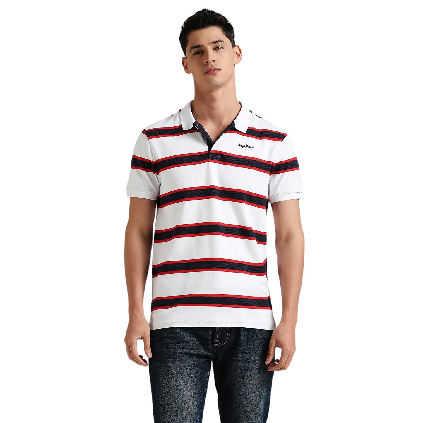 Pepe Jeans Rollins Classic Herringbone Striper Polo White