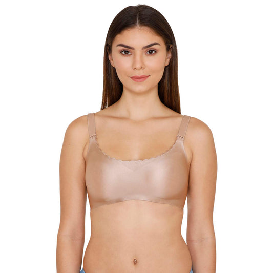 Zivame Womens Synthetic Padded Wire Free Seamless Bra Beige