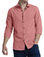 Finivo Fashion MenS Casual Cotton Plain Button Down Shirts Full Sleeve Textured Summer Beach Shirt For Men Peach