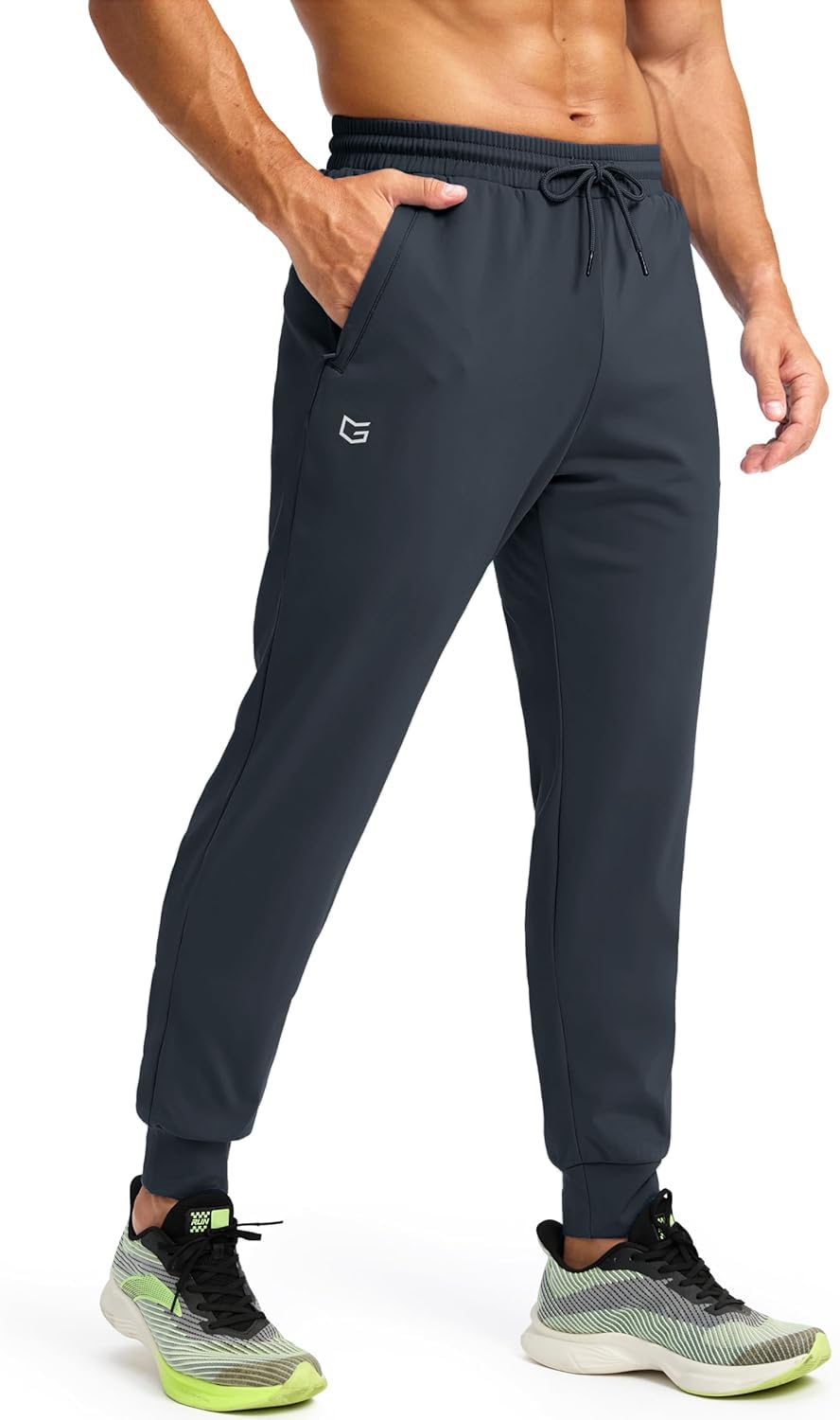CB-COLEBROOK Mens Fleece Joggers with Zipper Pockets Solid TreckPants Water Resistant Athletic Workout Gym Sweatpants for Men (