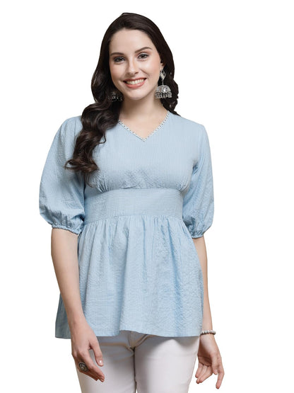 Stylum Womens Self Woven Kantha Cotton Top