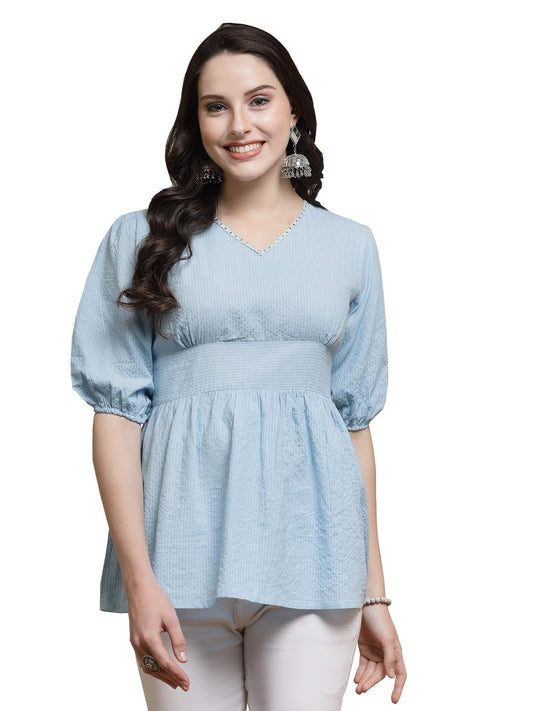 Stylum Womens Self Woven Kantha Cotton Top