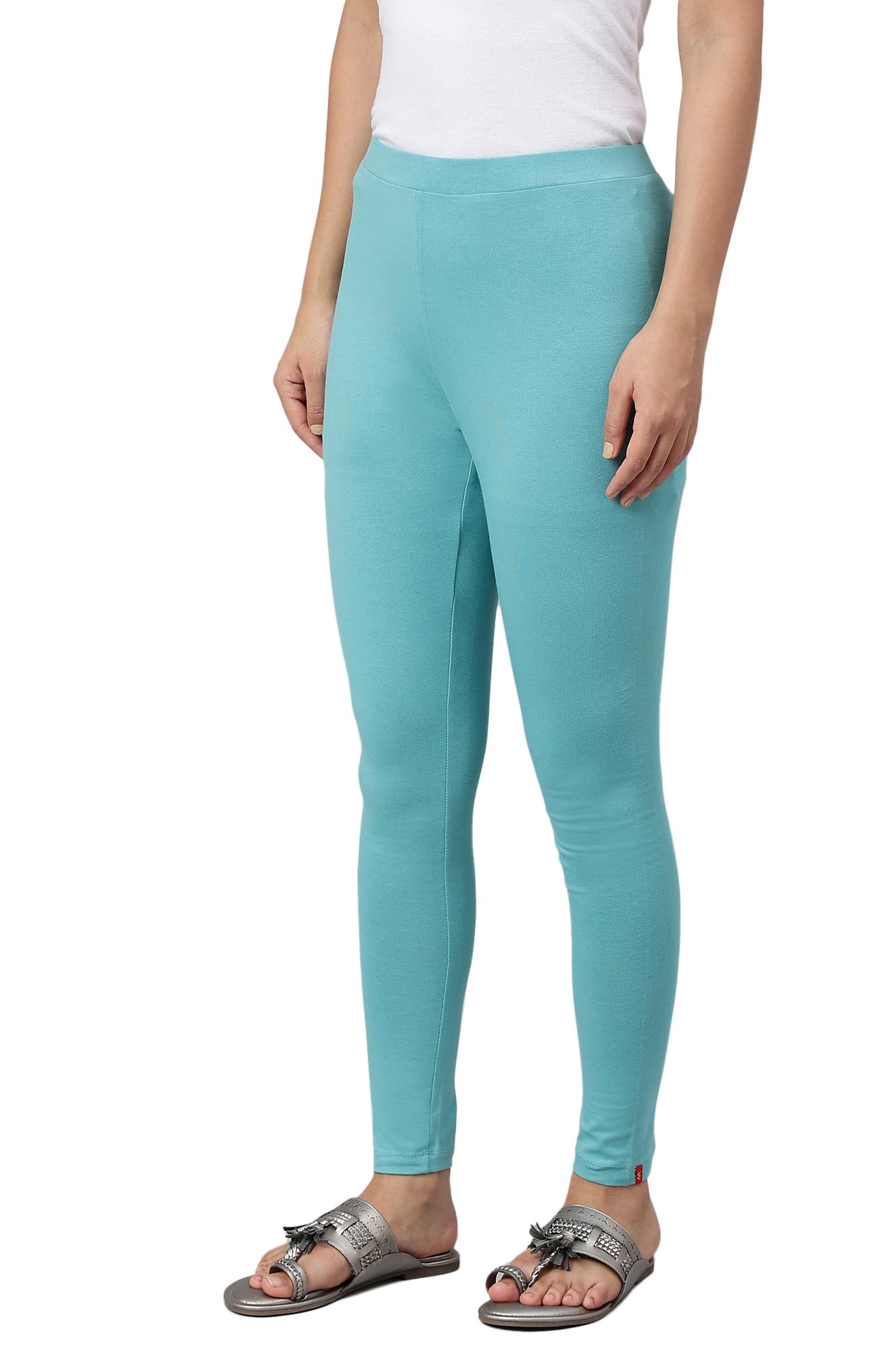 W for Woman Light Blue Solid Knitted Womens Tights
