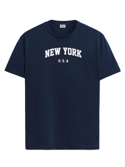 ADRO Mens Solid Regular Fit T-Shirt (RN24-NEW-NB_Navy Blue
