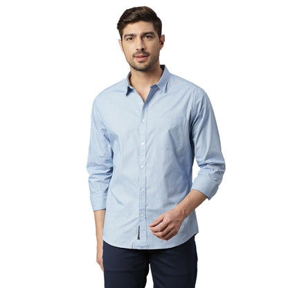 Thomas Scott Mens Solid Slim Fit 100% Cotton Casual Shirt with Spread Collar and Long Sleeve