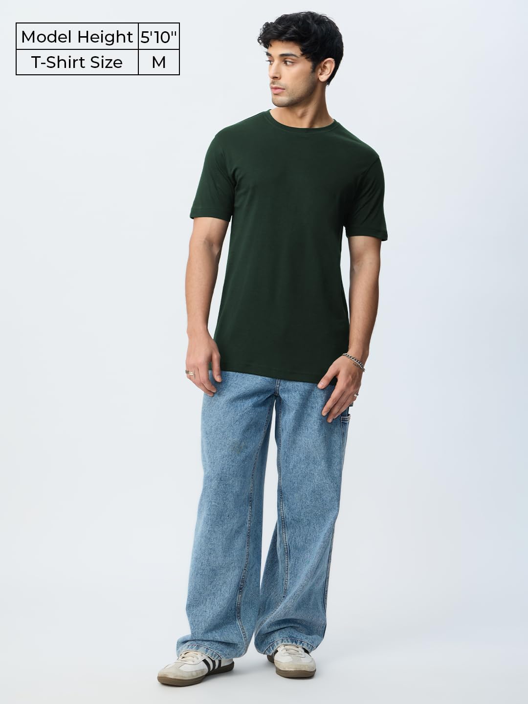 The Souled Store Supima: Emerald Men and Boys Short Sleeves Round Neck Solid Regular Fit Lightweight Durable Everyday Comfortabl