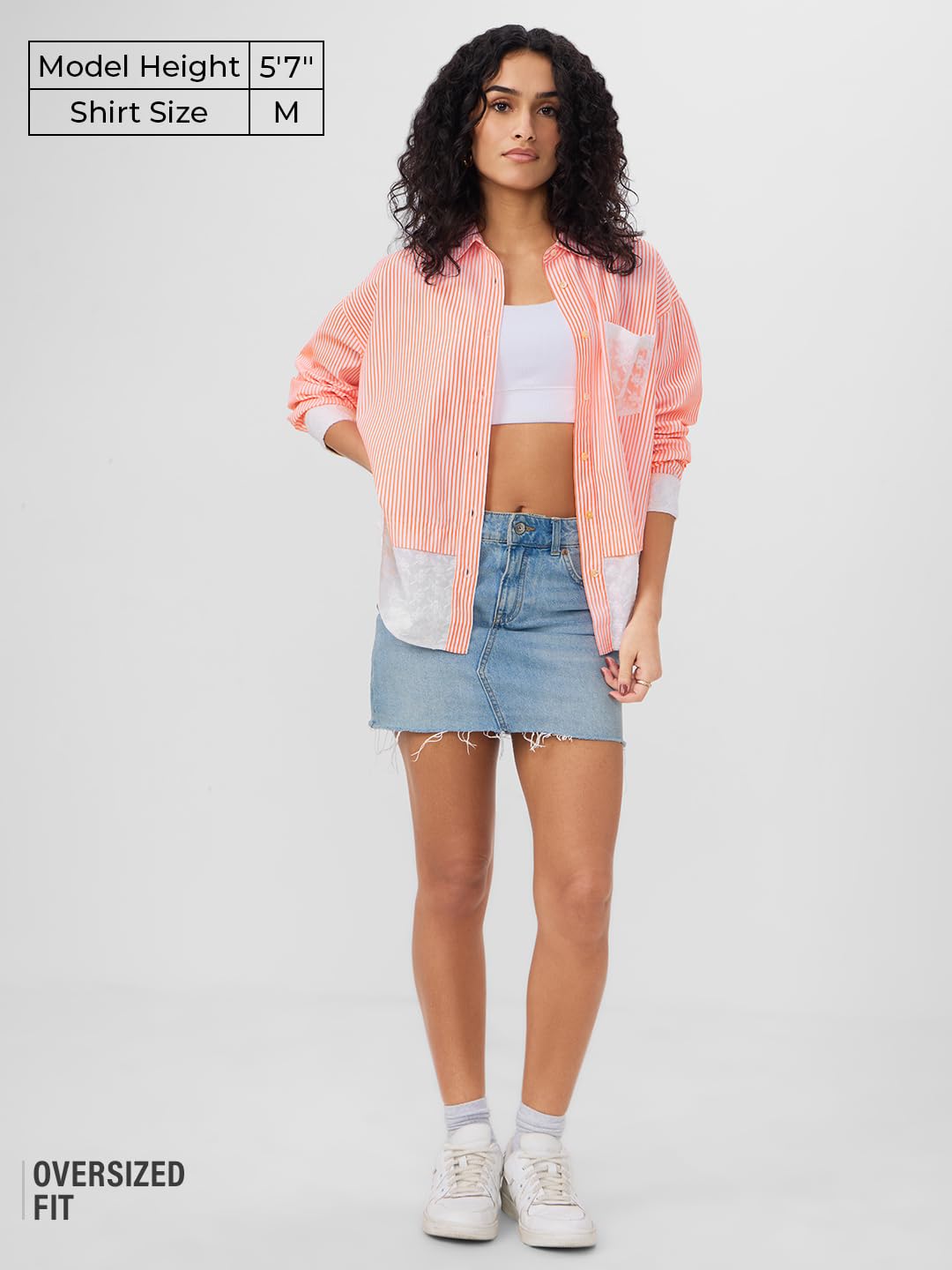 The Souled Store Oversized Stripe Shirt: Poppy Women and Girls Long Sleeves Collared Neck Button Front Cotton Boyfriend Shirts