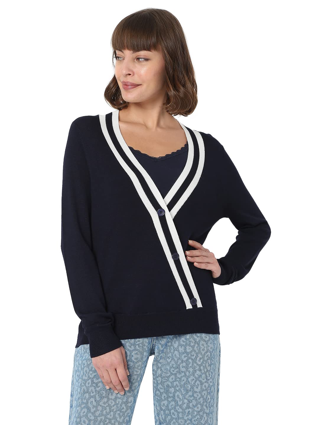 Vero Moda Regular Fit Sweater(246135601_Navy Blazer_Xl)