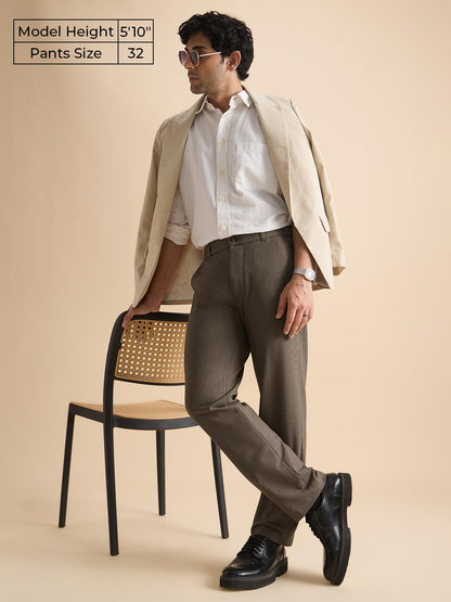 The Souled Store Super Pants: Men and Boys Solid Polyester Viscose Elastane Blend Classic Fit 4-Way Stretch Wrinkle-Resistant Tr