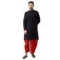 SOJANYA (Since 1958, Men's Black & Red Pure Cotton Kurta Dhoti Set, Size: L
