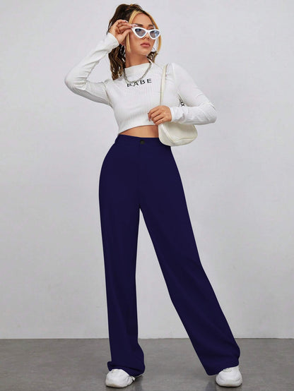 Toochki Trouser for Women | High Waist Trousers for Womens | Summer Track Pants | Casual Lycra Pant | Navy Blue