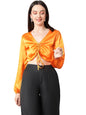 Kotty Womens Satin Full Sleeves Solid Top