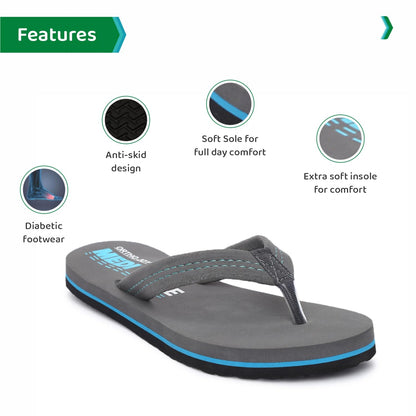 ORTHO JOY Orthopaedic Slippers for Women, McR Chappals, Size 6, Blue, Model ORTH_WSP10_BLU_04