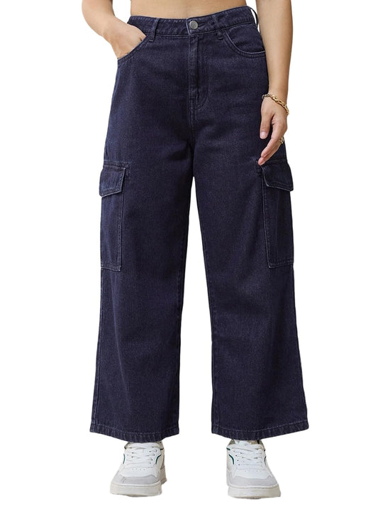 Bewakoof WomenS Baggy Stright Fit Cropped Jeans_624274_Blue_34