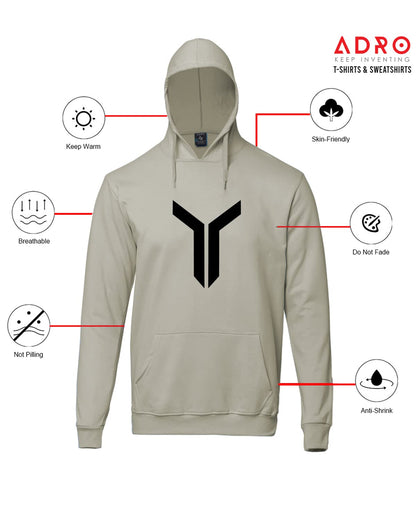 ADRO Men's Cotton Neck Hooded Sweatshirt (H22-M-LNN-CH_Beige)