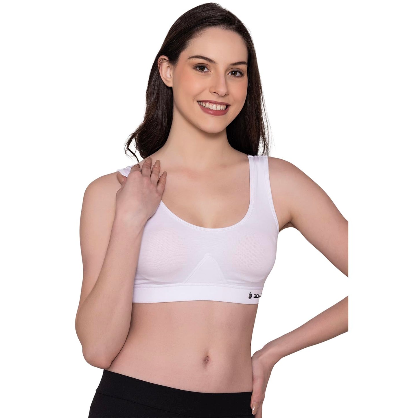 Bonjour Womens Wirefree Sports Bra|| Non Padded Cotton Full Coverage Bra for Gym, Workout,Yoga||Antimicrobial & Anti Bacterial