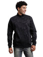 Turtle Men Knitted Printed Regular Fit Full Sleeve Black Windcheater Jacket