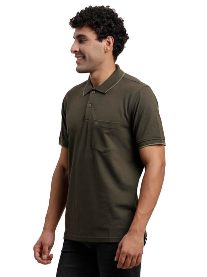 Turtle Men Poly Cotton Solid Grey Polo Tshirt