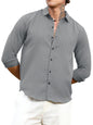 Finivo Fashion MenS Striped Cotton Casual Button Down Shirts Long Sleeve Textured Summer Beach Shirt For Men Grey