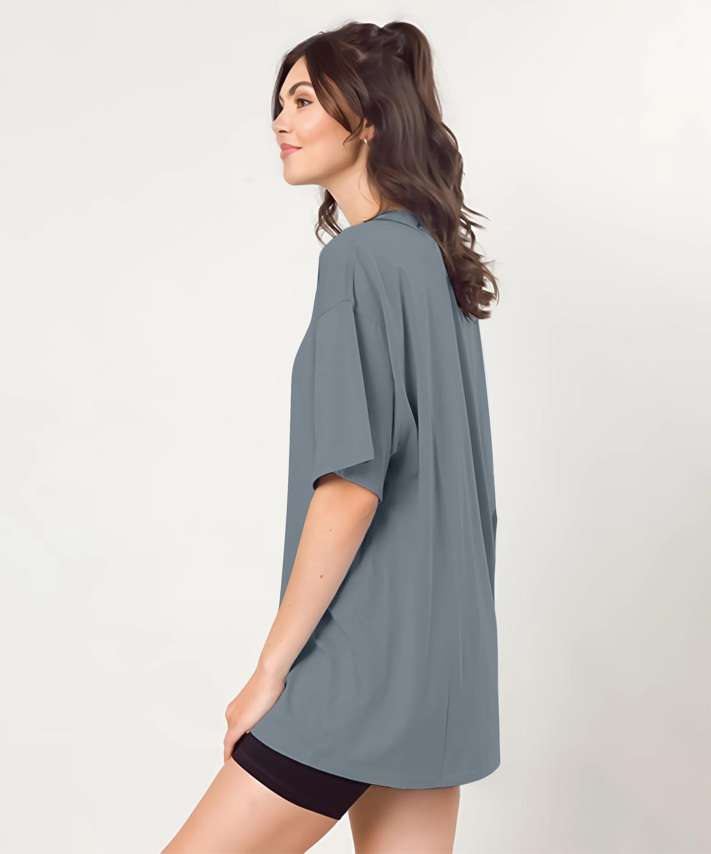 SHODOX Womens Cotton Blend Oversized Drop Shoulder Solid T-Shirt(Pack of 1)