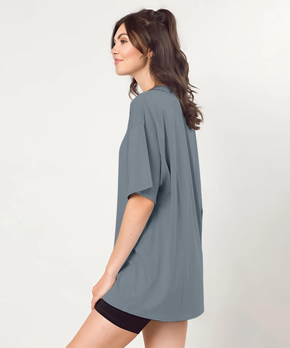 SHODOX Womens Cotton Blend Oversized Drop Shoulder Solid T-Shirt(Pack of 1)