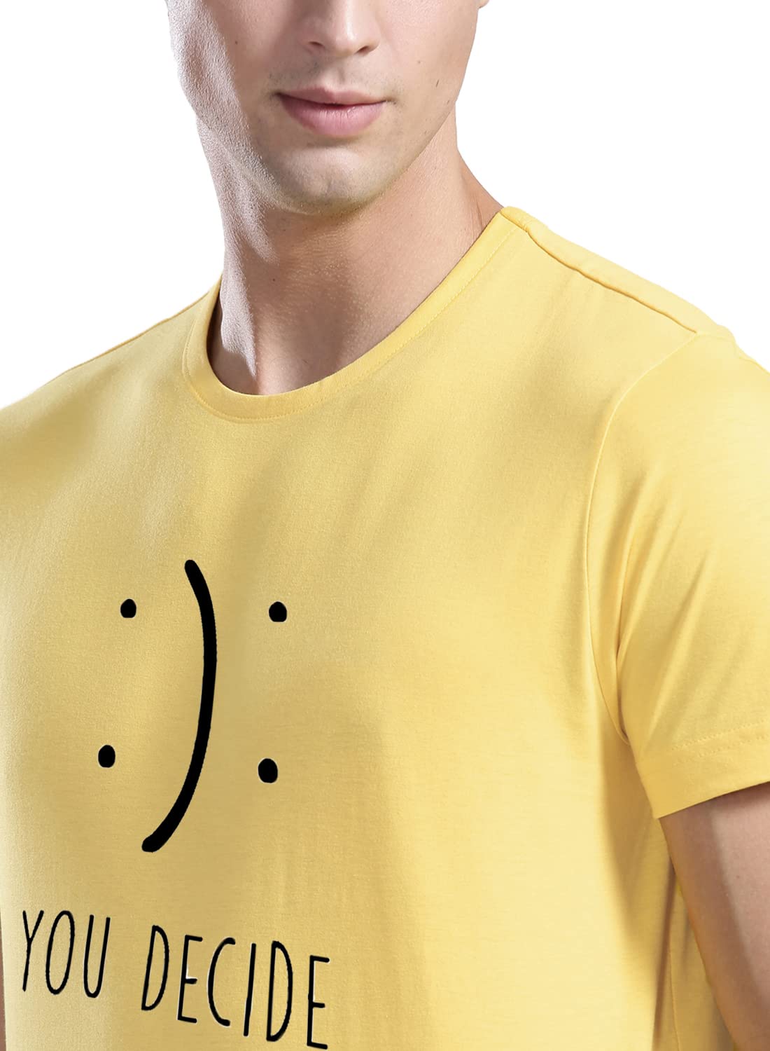 ADRO You Decide Mens Printed T-Shirts (RNR-M-DEC-LY_Light Yellow)