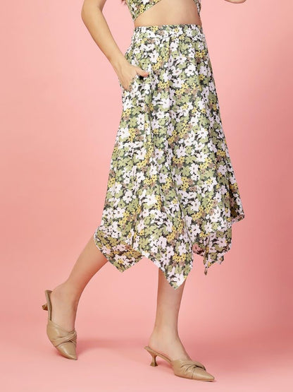 OOMPH! Long Skirts for Women Green - msk189