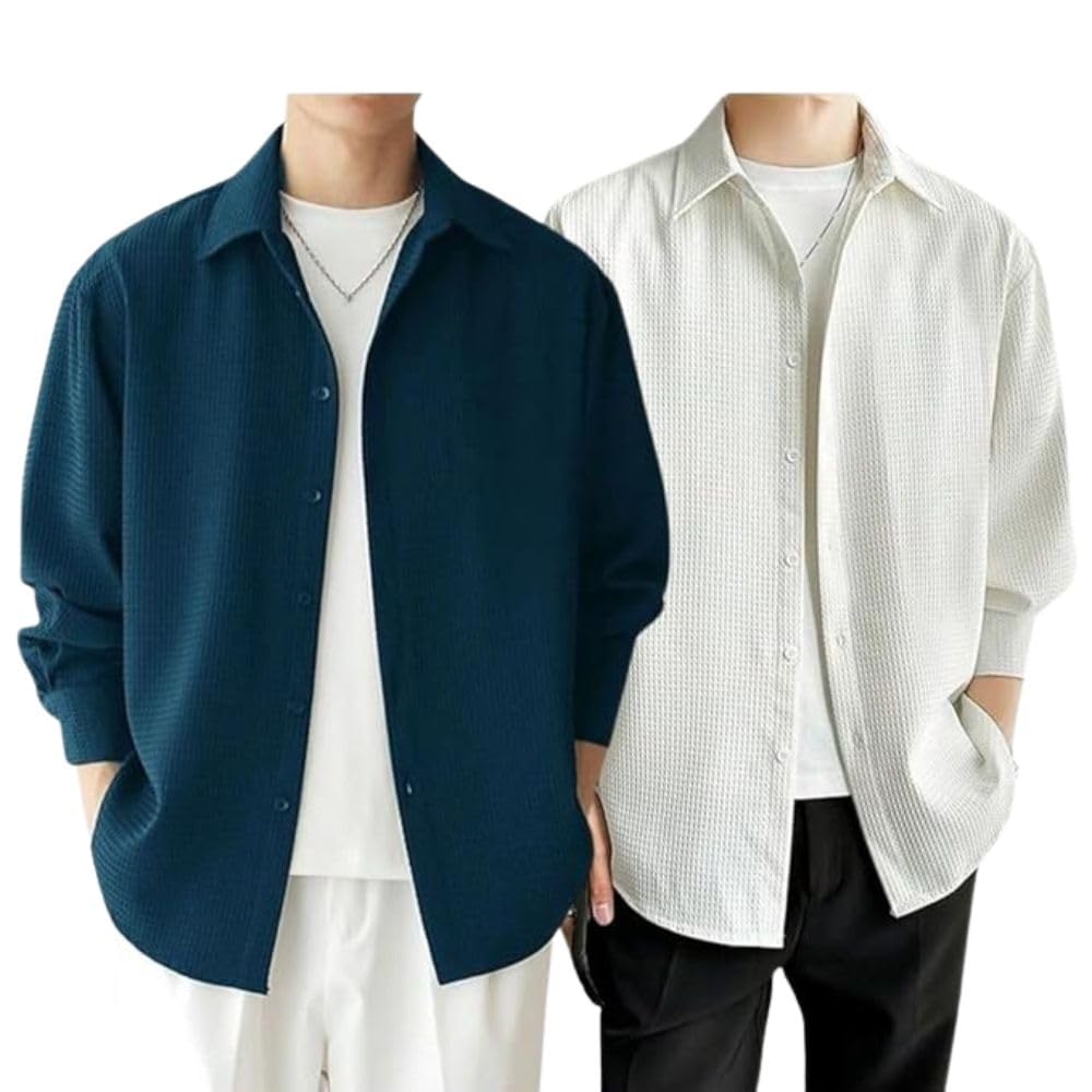 Leriya Fashion MenS Formal Button Down Shirt  Slim Fit Office Wear ShirtS For Men | Textured Long Sleeve Cotton Blend | Busine