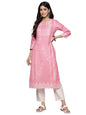 ishin Women's Silk Ethnic Motifs Pink Straight Kurta