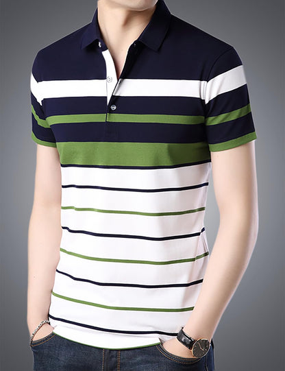 Noble Monk MenS Regular Fit Polo Neck T-Shirt | Half Sleeve | Stripe On Chest | Collared Neck Tshirt For Men