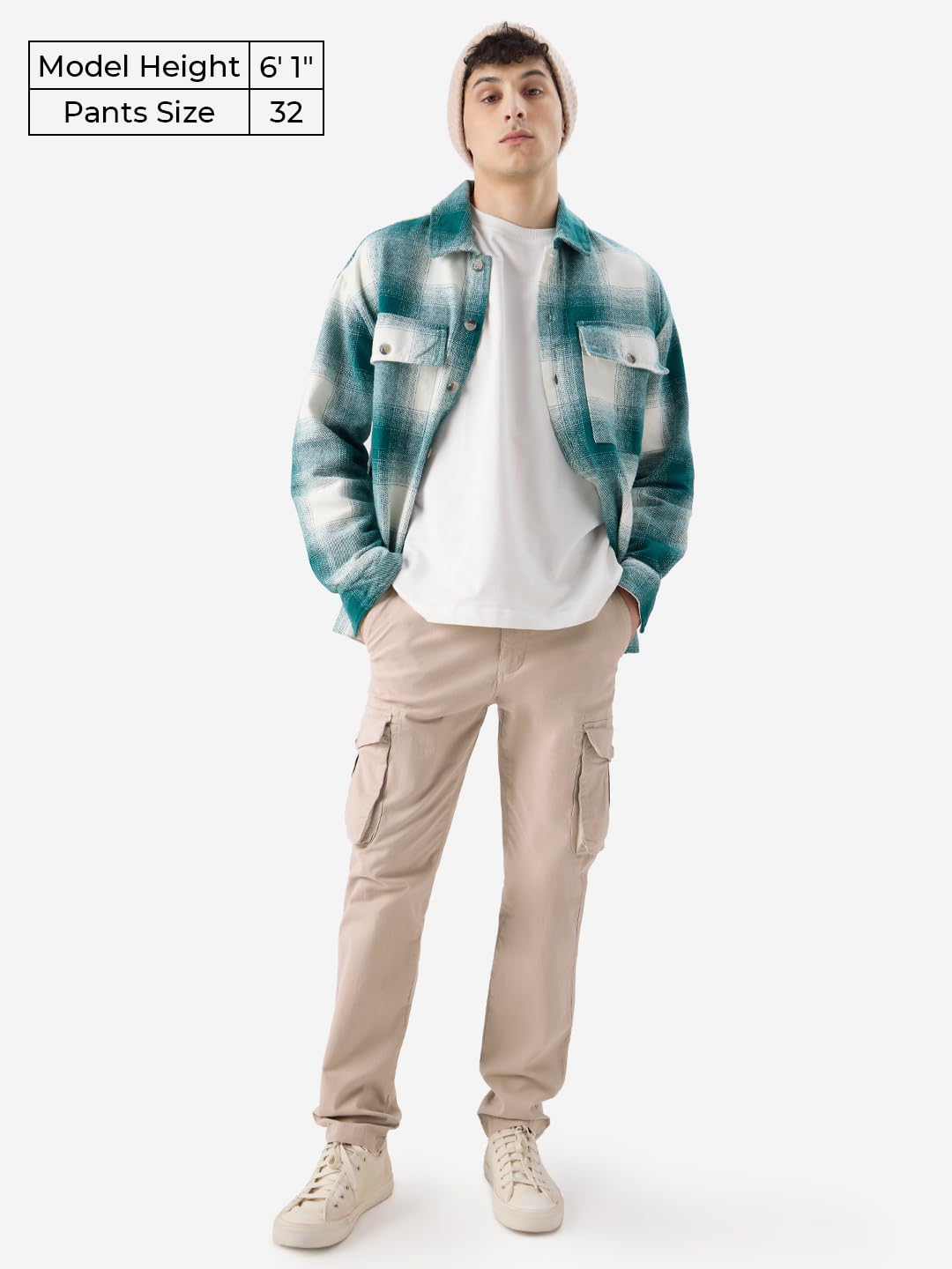 The Souled Store Sandstone Men and Boys Solid Regular Fit Cargo Pants Beige