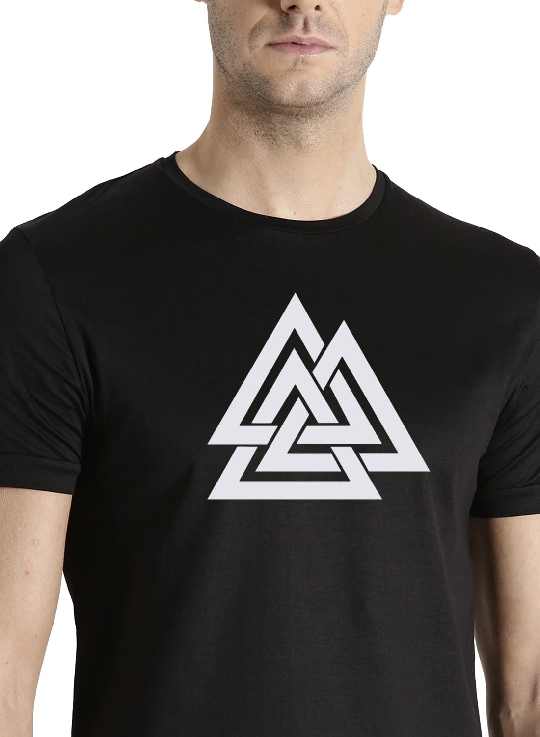 ADRO Triangle Mens Printed T-Shirt (RNR-M-TKT-BL_Black)