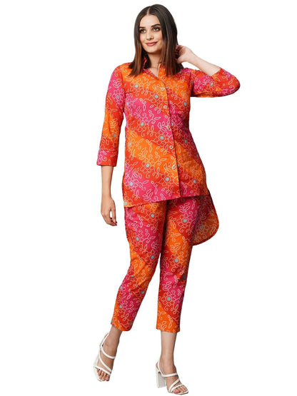 Anni Designer WomenS Cotton Blend Straight Floral Printed Co-Ord Set (Soof Pink_Xl_Pink_X-Large)