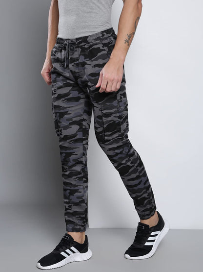 Dennis Lingo Camouflage Print Cotton Mens Casual Drawstring Joggers, Straight Fit, Mid Rise, Ankle Length Athletic Track Pants,