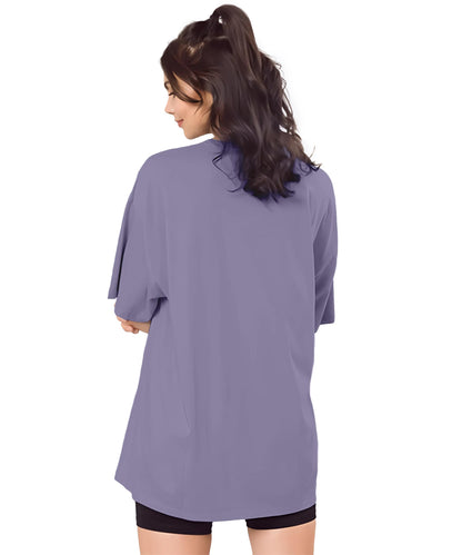 SHODOX Womens Cotton Blend Oversized Drop Shoulder Solid T-Shirt(Pack of 1)