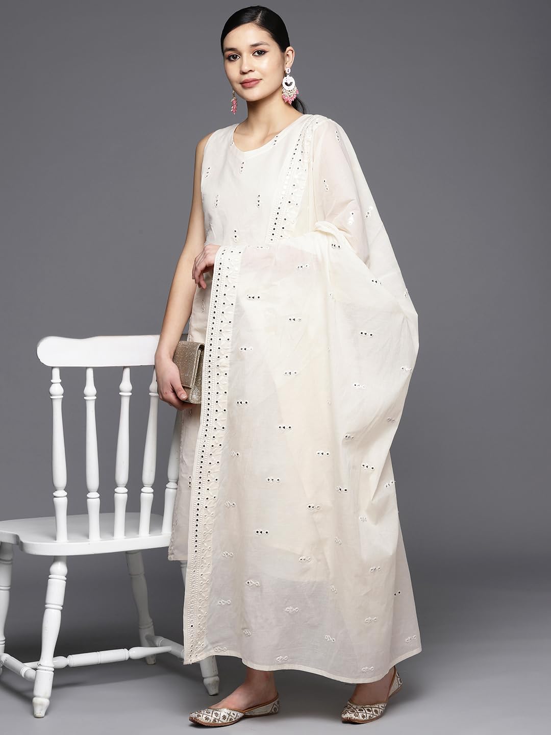 Libas WomenS Pure Cotton Kurta Sets (34095O_Off White